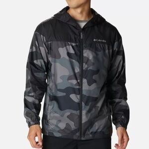 Columbia Grey Camo Windbreaker with Hood and Elastic Cuffs